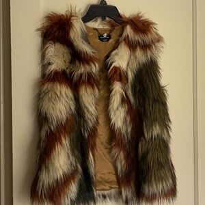 NWT Bebe faux fur multicolored vest
